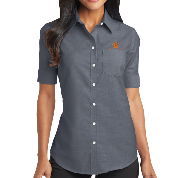 Embroidered - Ladies Short Sleeve SuperPro ™ Oxford Shirt Thumbnail